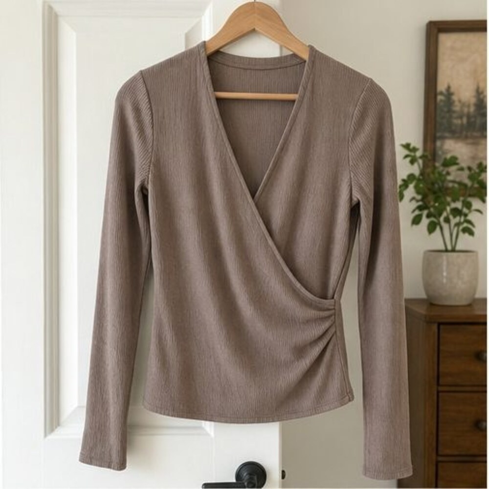 Taupe Wrap Blouse